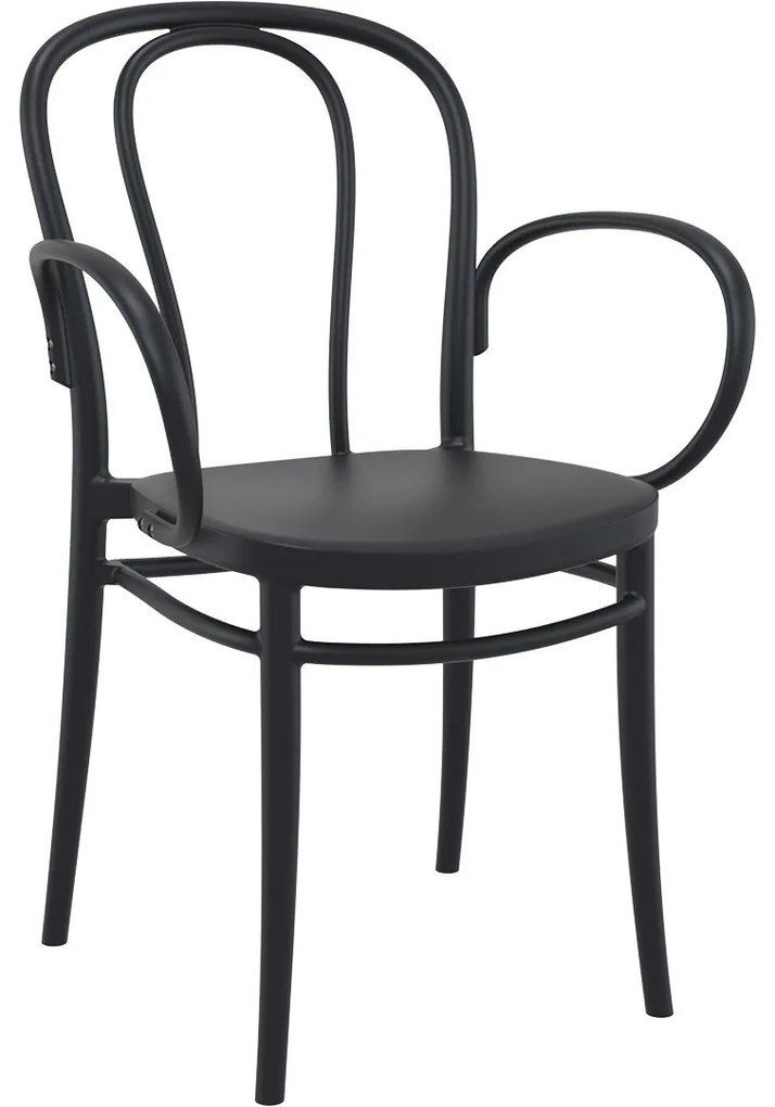 VICTOR XL záhradná stolička s podrúčkami black