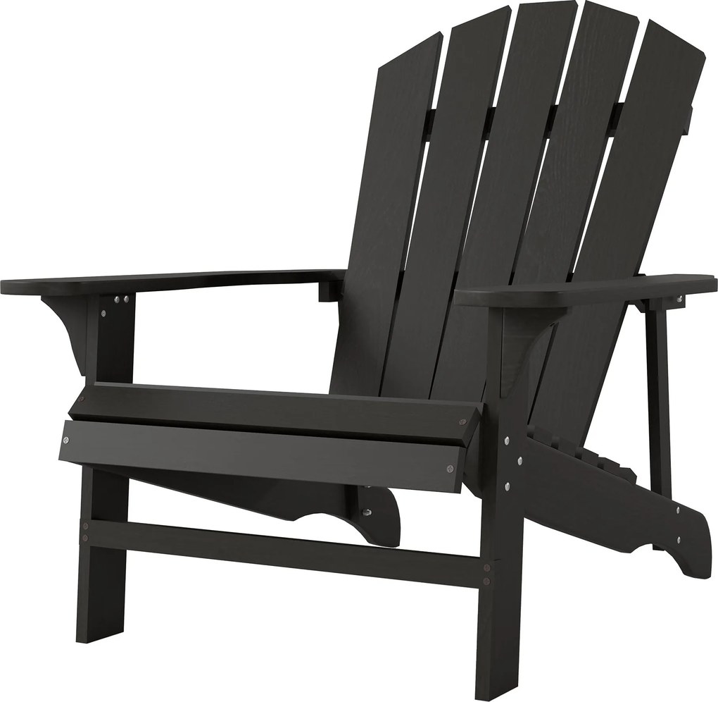 Outsunny odolné drevené kreslo Adirondack do exteriéru — vysoké operadlo a široké podrúčky, čierne, 78 × 89 × 88 cm | Aosom