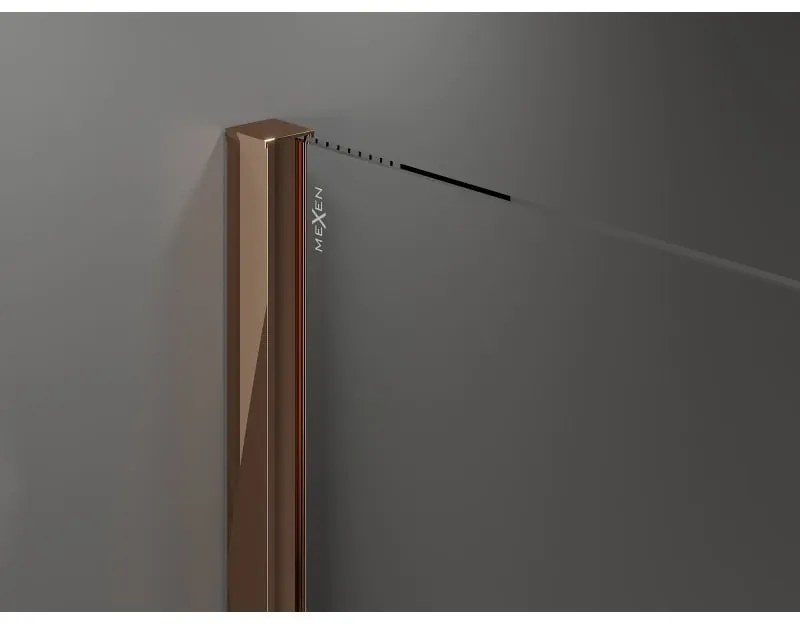 Mexen Velar, sprchový kút s posuvnými dverami 120 x 70 cm, 8mm šedé sklo, ružové zlato, 871-120-070-41-60