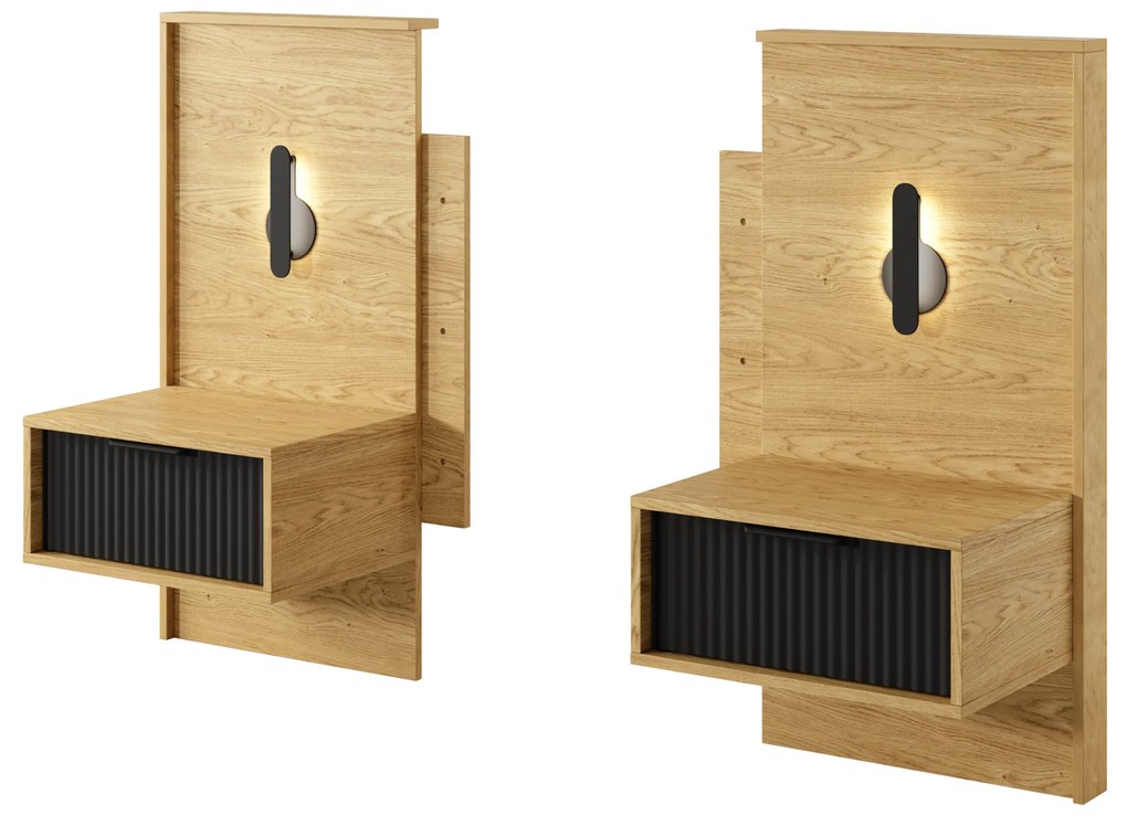 Set 2 ks nočných stolíkov Balneo (dub baltic + čierna). Akcia -21%. Vlastná spoľahlivá doprava až k Vám domov. 1127907
