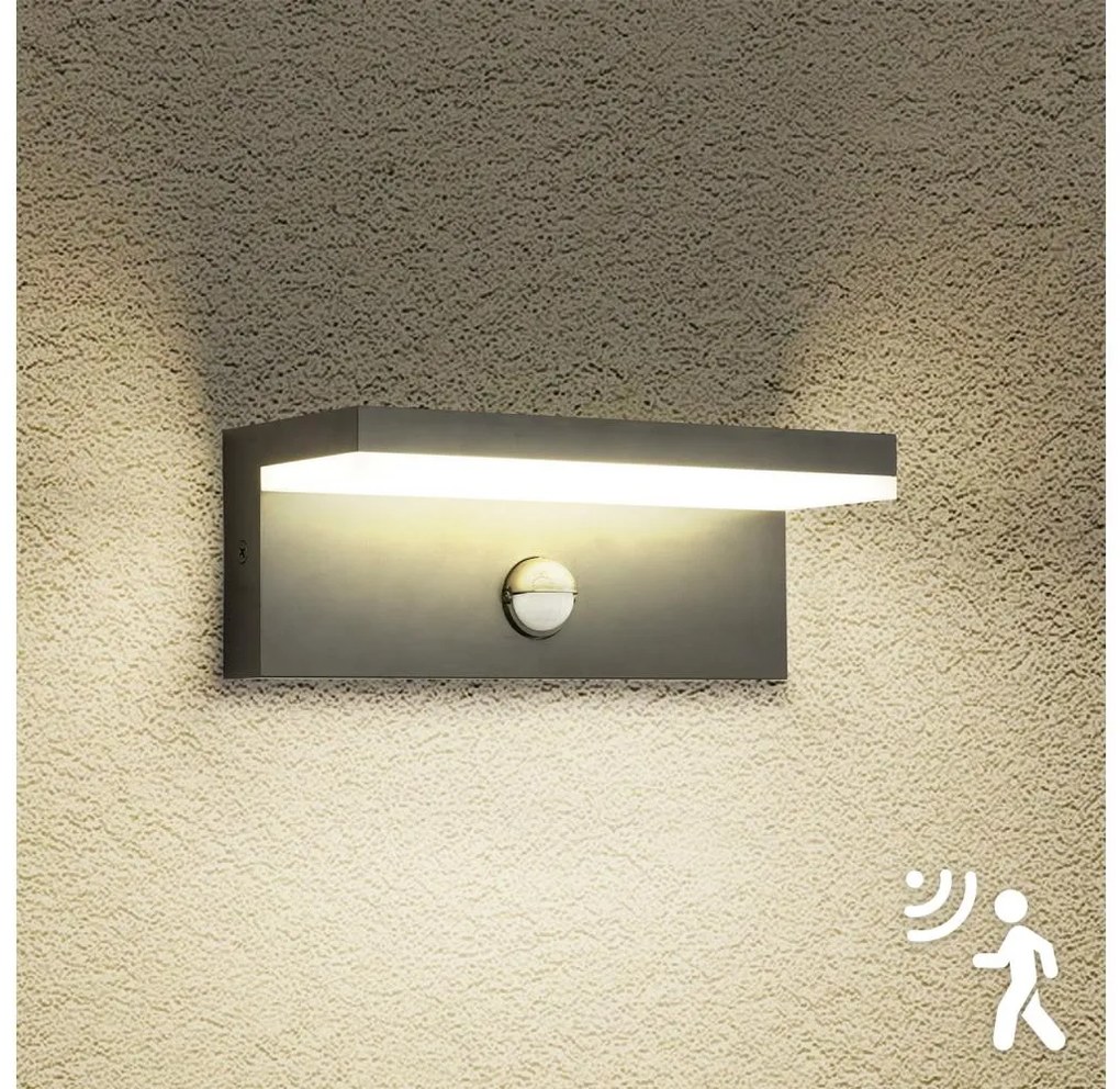 Brilagi-LED Vonkajšie nástenné svietidlo so senzorom TESSI LED/10W/230V antracit IP54
