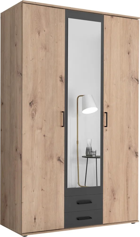 Šatníková skriňa Chicago, 120 cm, dub artisan/antracit