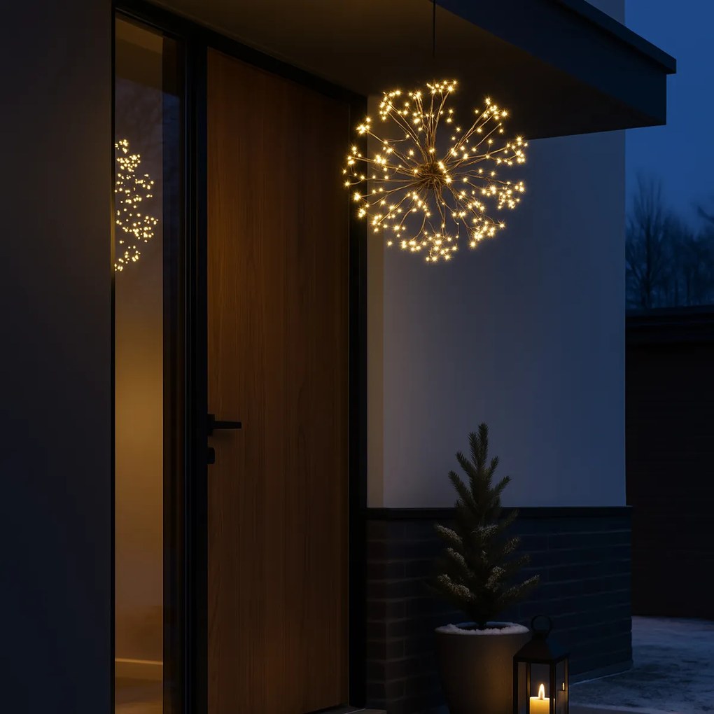 Vianočné závesné svetlo guľa čierna 40 cm vrátane LED s časovačom IP44 - Nobu