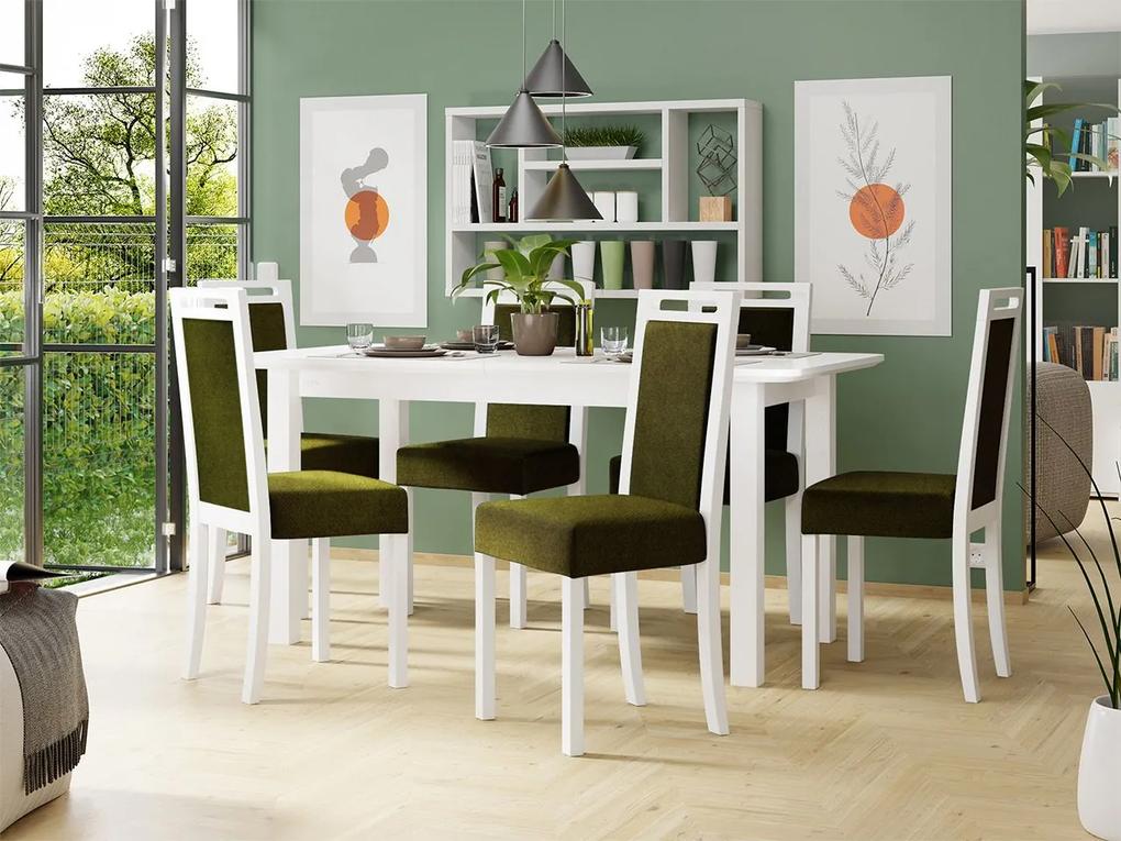 Rozkladací stôl so 6 stoličkami AL10, Morenie: biela, Poťahové látky: Soro 28