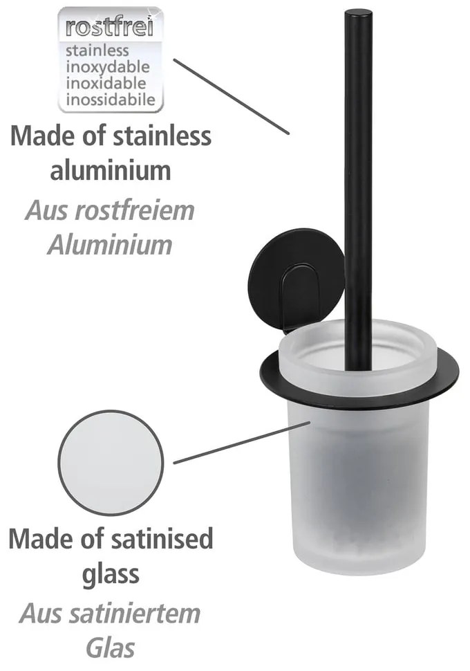 Matne čierna samodržiaca sklenená WC kefa Bivio – Wenko