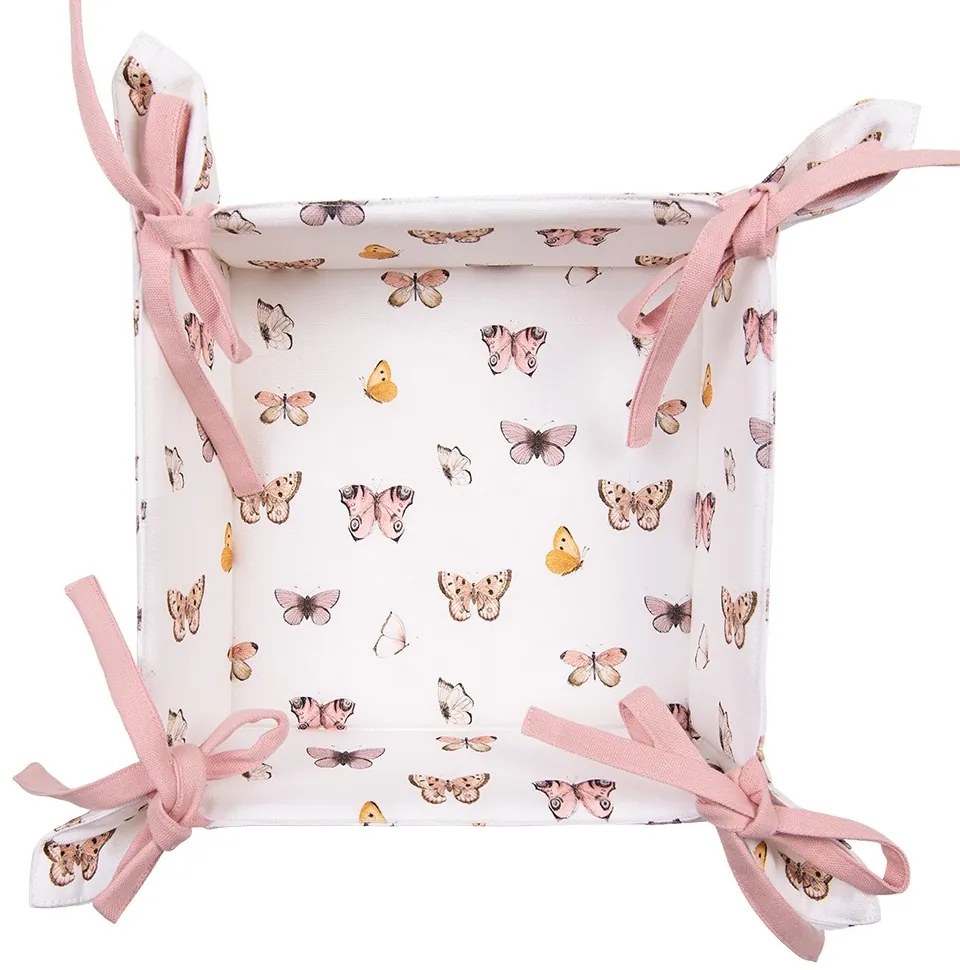 Balvnený košík na pečivo s motýlikmi Butterfly Paradise - 35*35*8 cm