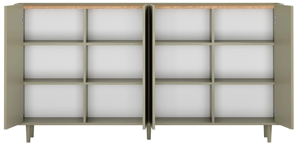 Komoda Elivo 200 cm na nožičkách - eukalyptus / dub baltic dune