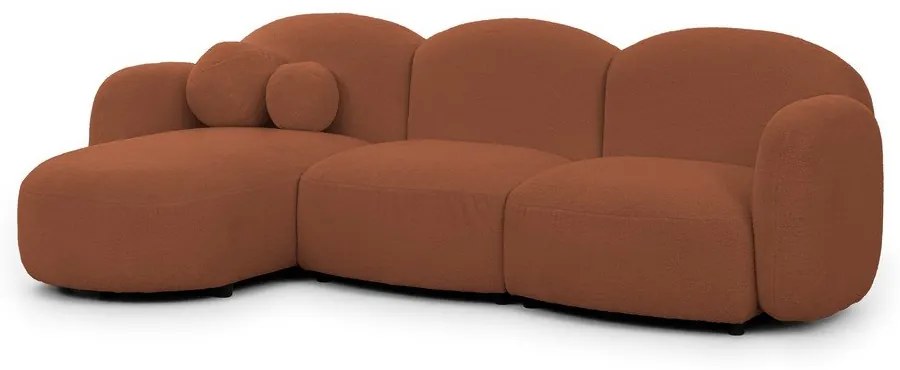 Terakotová rohová pohovka z textílie buklé (ľavý roh/s leňoškou) Orbit – Ropez
