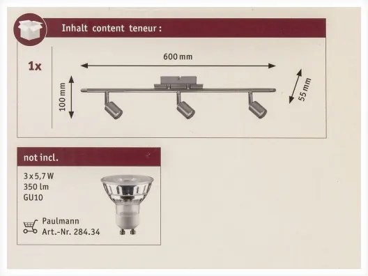Paulmann 66708 - 3xGU10/10W Bodové svietidlo GEORGIA 230V