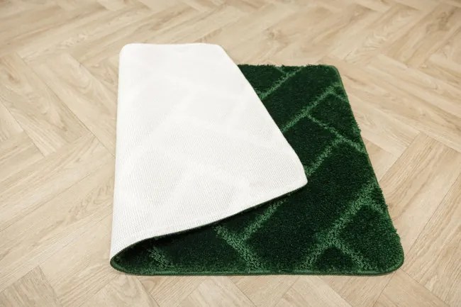 Kúpeľňový koberček Lotus fľaškovo zelený, tehla