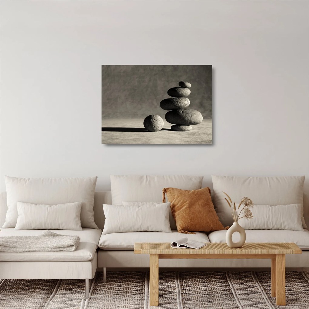 Sklenený obraz - Šedé kamene (70x50 cm)