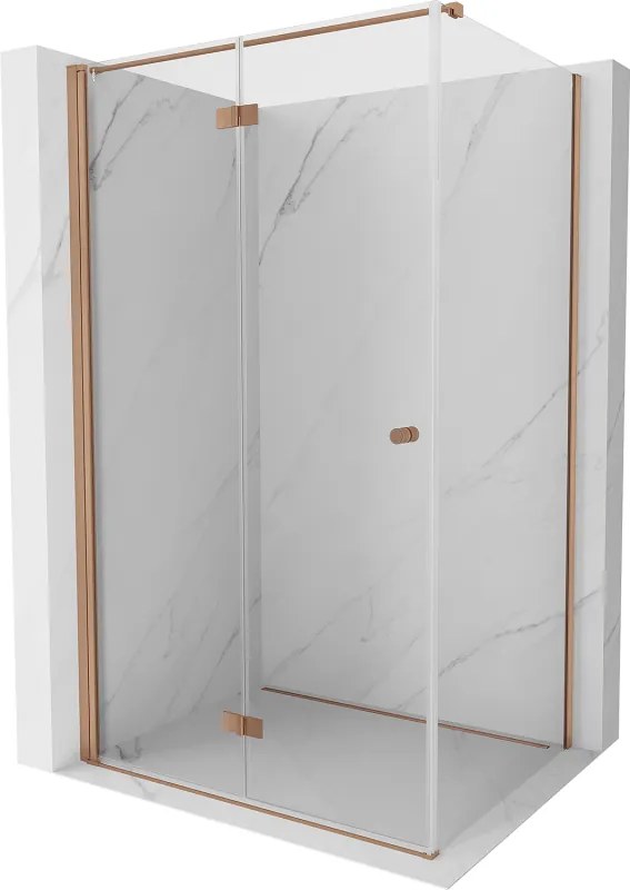 Mexen Mist-F T, 1-krídlový skladací sprchový kút ľavý 70 x 100 cm, číre sklo, medený matný profil, 8A6T-070-100-65-00-L