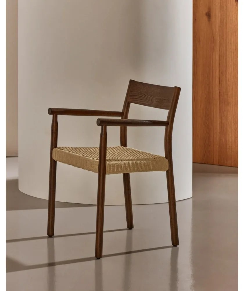 Hnedá/v prírodnej farbe jedálenské stoličky z dubového dreva Yalia – Kave Home