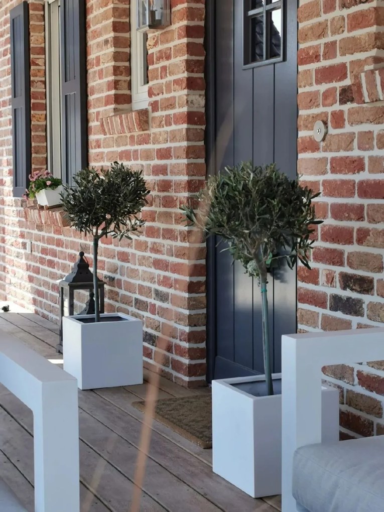 Kvetináč BLOCK, sklolaminát, 30x30x30 cm, biely mat