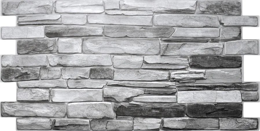 Obkladové panely 3D PVC TP10016863, cena za kus, rozmer 980 x 498 mm, bridlica sivá, GRACE