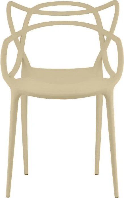 Sada 4 ks plastových stoličiek KATO, béžová