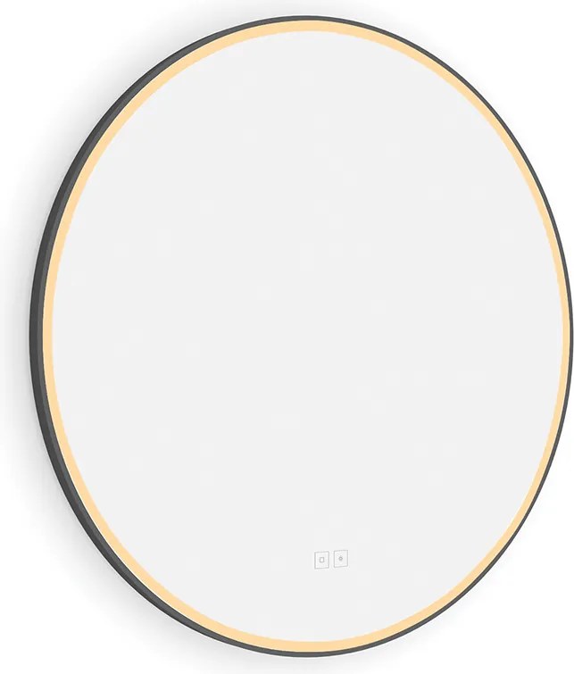 Nimco Čierne okrúhle LED zrkadlo priemer 700 mm s dvoma dotykovými senzormi - ZPC 28001RVX-90