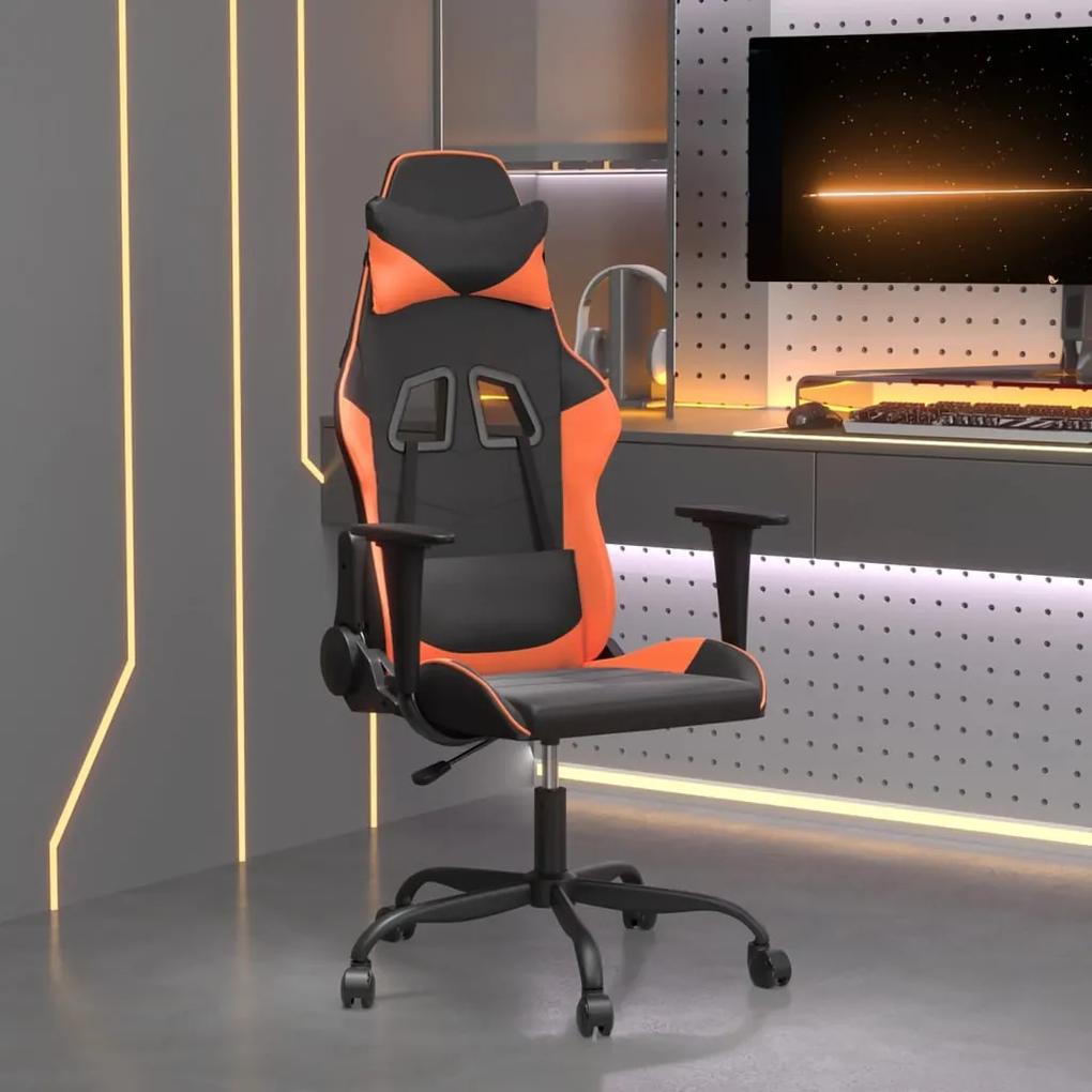 Masážna herná stolička čierna a oranžová umelá koža 345405