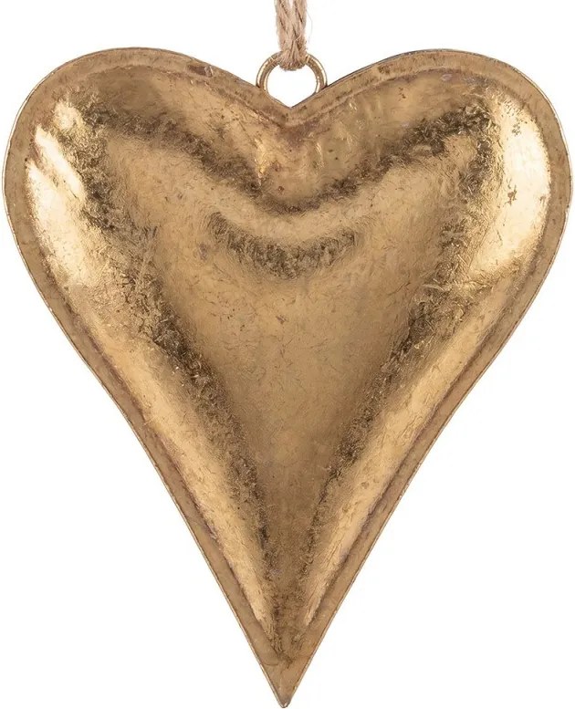 Zlatá antik kovová závesná dekorácia srdca Heart Antique S - 15*3*12 cm