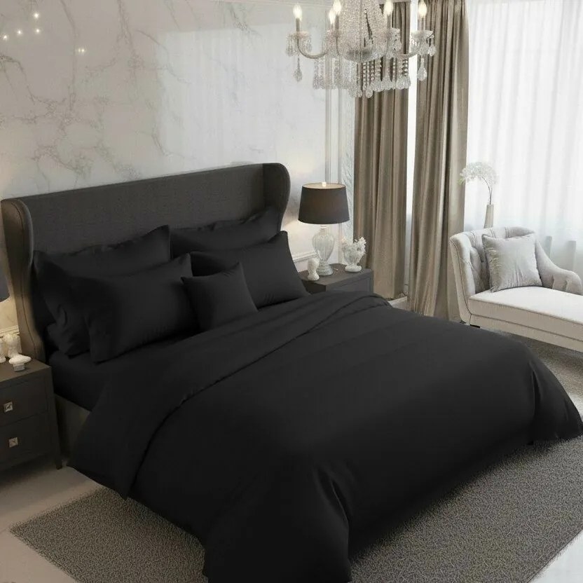 Kvalitex Saténové obliečky Luxury Collection čierna, 140 x 220 cm, 70 x 90 cm