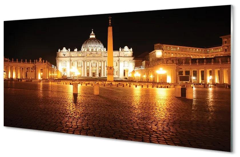 Sklenený obraz Rome Basilica Square v noci 100x50 cm