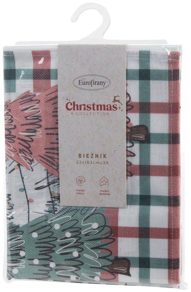 VIANOČNÝ BEHÚŇ NA STÔL MERRY CHRISTMAS 33X183 CM VZOROVANÝ