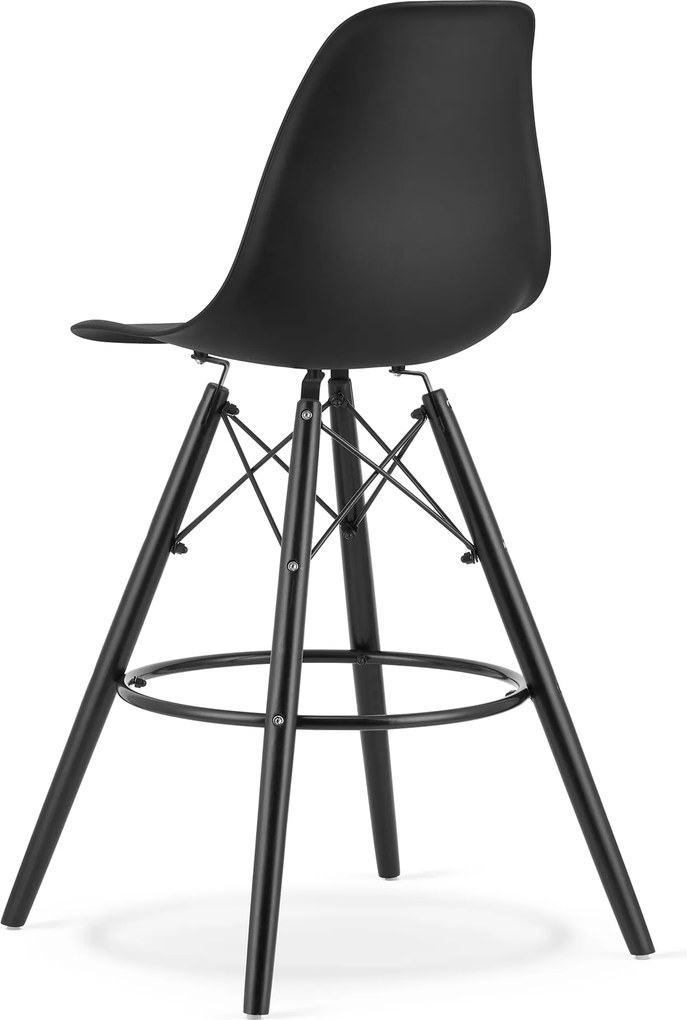 AKCIA Čierna barová stolička CARBRY LAMAL s čiernymi nohami II. akosť