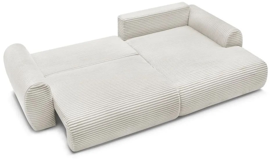 Krémová menčestrová rozkladacia rohová pohovka (pravý roh) Lucien – Bobochic Paris