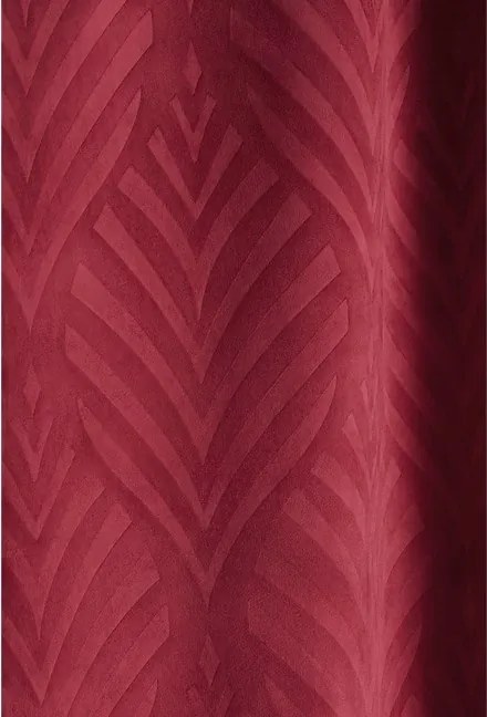 Moderný bordový zamatový záves s reliéfnym vzorom listov 140x250 cm