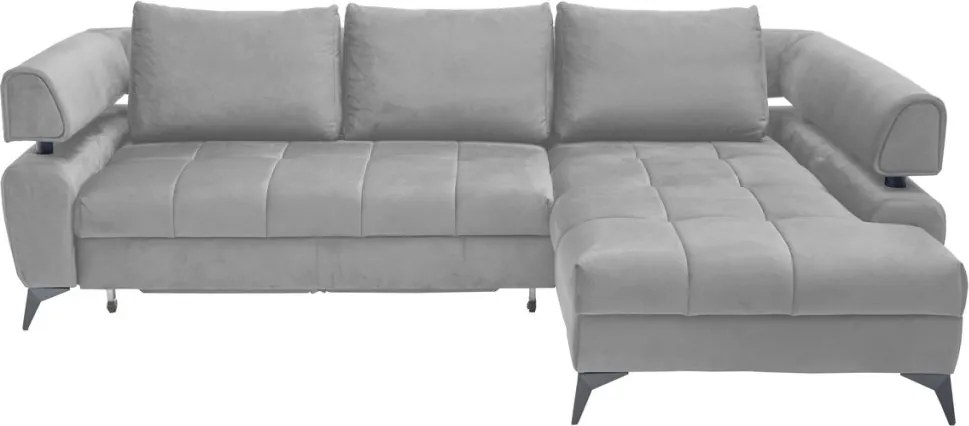 Rohová sedacia súprava Paris, svetlo šedá látka, pravý roh