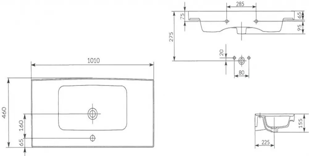 Cersanit Crea BOX skrinkové umývadlo 100cm, biela, K114-018