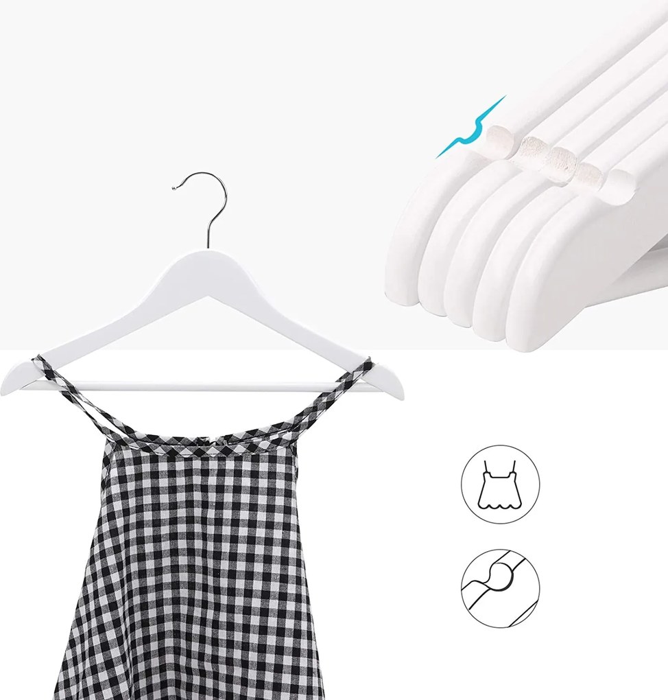 Detské vešiaky na oblečenie, sada 20 ks, biele