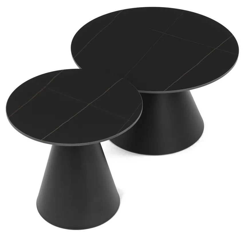 Sada konferenčných stolíkov F4118 BK, mramor, 2 ks