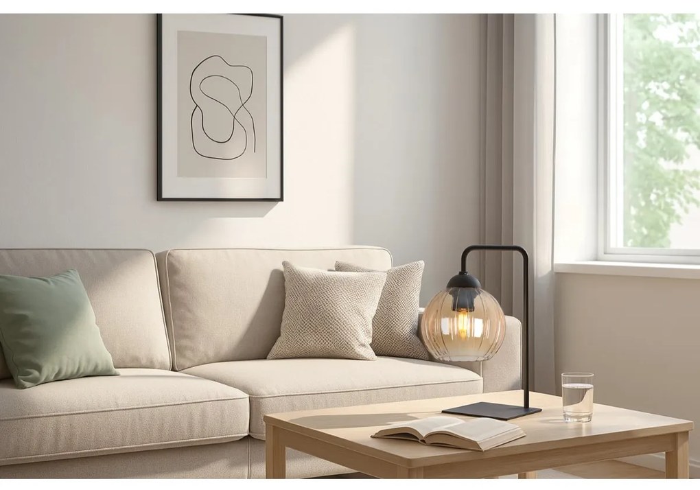 Stolná lampa Costa, 1x medové sklenené tienidlo, b