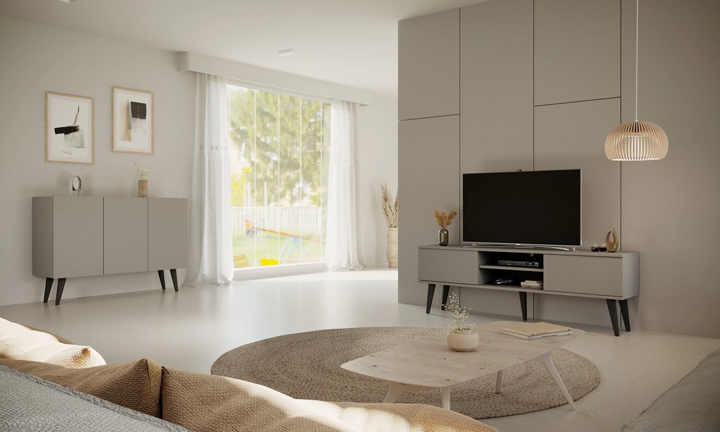 Drevený TV stôl o šírke 160 cm TORONTO šedý