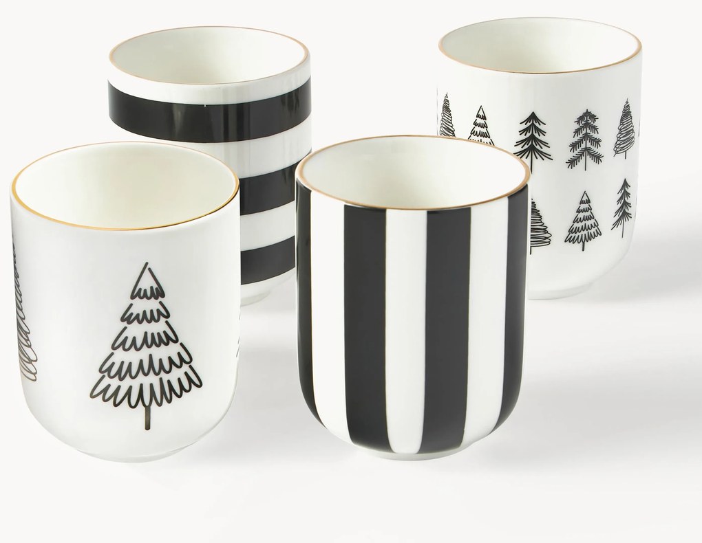 Ručne vyrobené porcelánové šálky na kávu Lumi, 4 ks