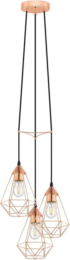 Eglo 78276 - Závesný luster BYRON na lanku 3xE27/60W/230V medený