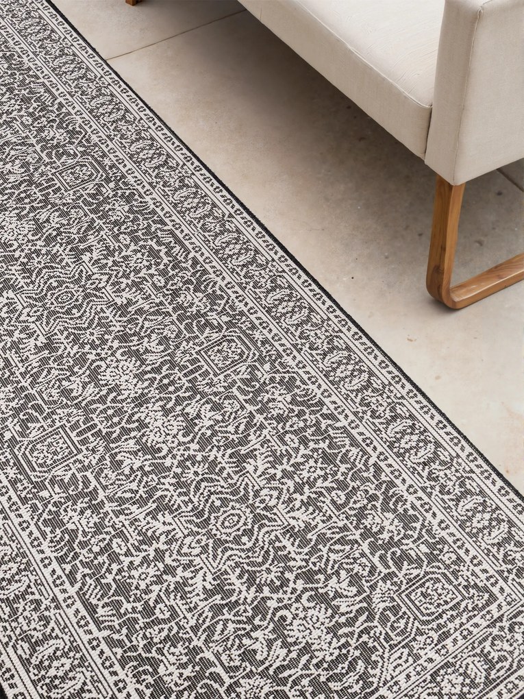 NORTHRUGS, Koberec behúň Duet Kona 106248 Black/White - na von aj na doma, 80x250, čiernobiela, chodba / predsieň
