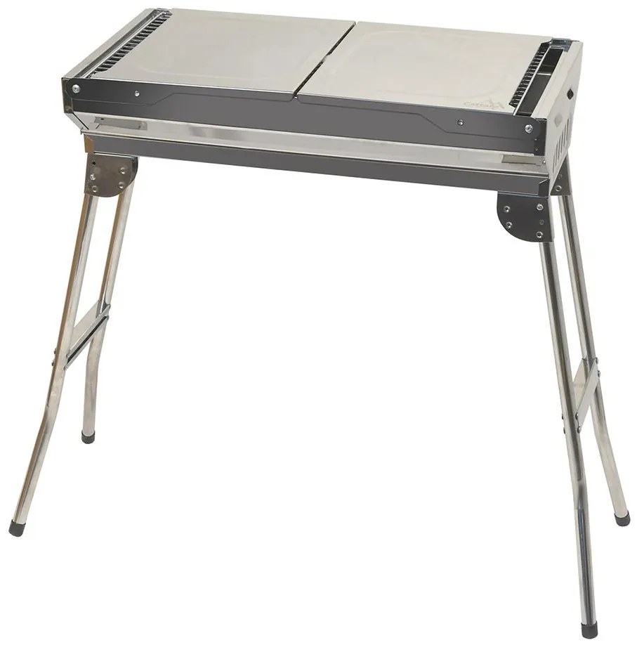 Prenosný gril na drevené uhlie lesklý chróm