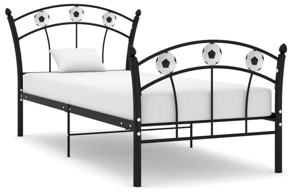 Rám postele s futbalovým dizajnom čierny kov 90x200 cm