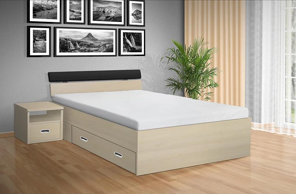 Nabytekmorava Drevená posteľ RAMI -M 160x200 cm dekor lamina: BÍLÁ 113, matrac: Matraca 17 cm sendvičová