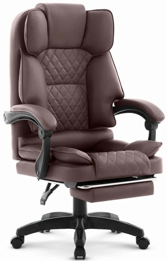 Ergonomická kancelárska stolička HC-1031 z ekokože s podnožkou - hnedá