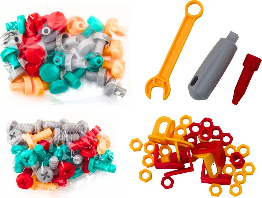 LEAN Toys Multifunkčný stôl 4v1 Bloky Rybárska kresba Modrá