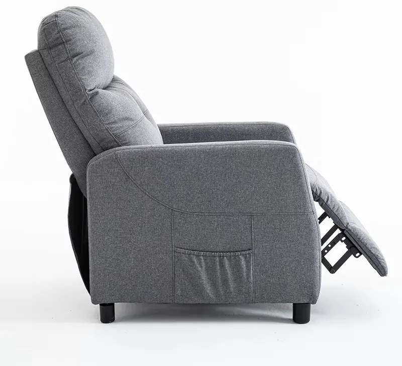 Relaxačné polohovateľné TV kreslo MODO — látka, sivá, nosnosť 130 kg