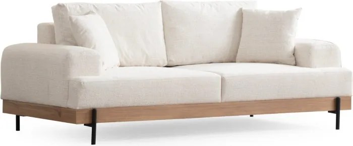 Trojmiestna pohovka Eti 220 cm biela/dub prírodný