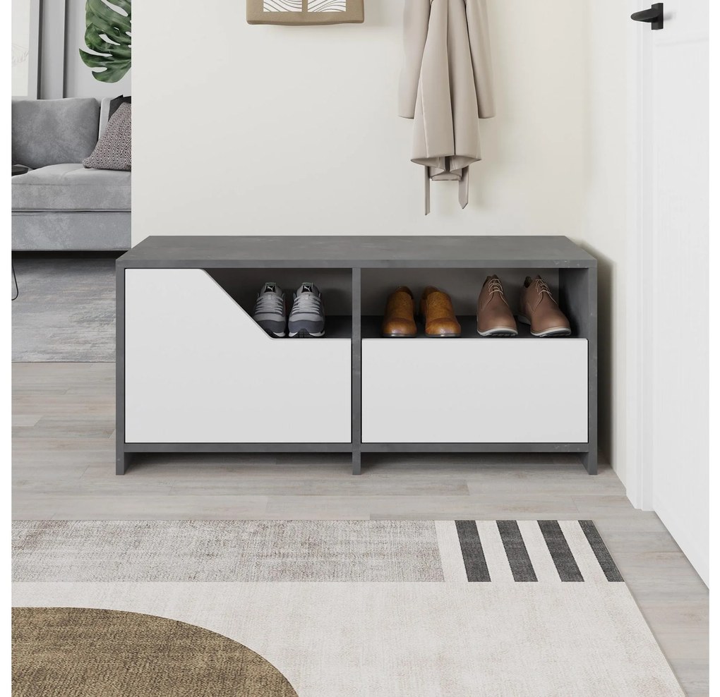 Botník (skrinka na topánky) Todeba (sivá + biela). Akcia -19%. Vlastná spoľahlivá doprava až k Vám domov. 1094664