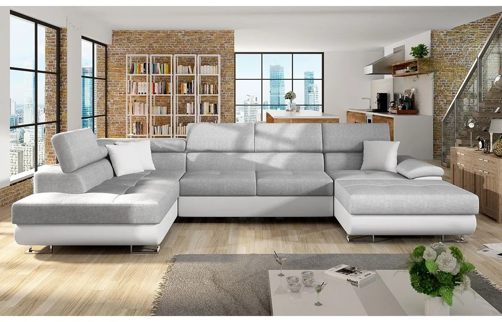 Rohová sedacia súprava Alvin Bis, Dostupné poťahy: ekokoža Soft 017 + Uttario Velvet 2971 + Kronos 02, Strana: Ľavá - U