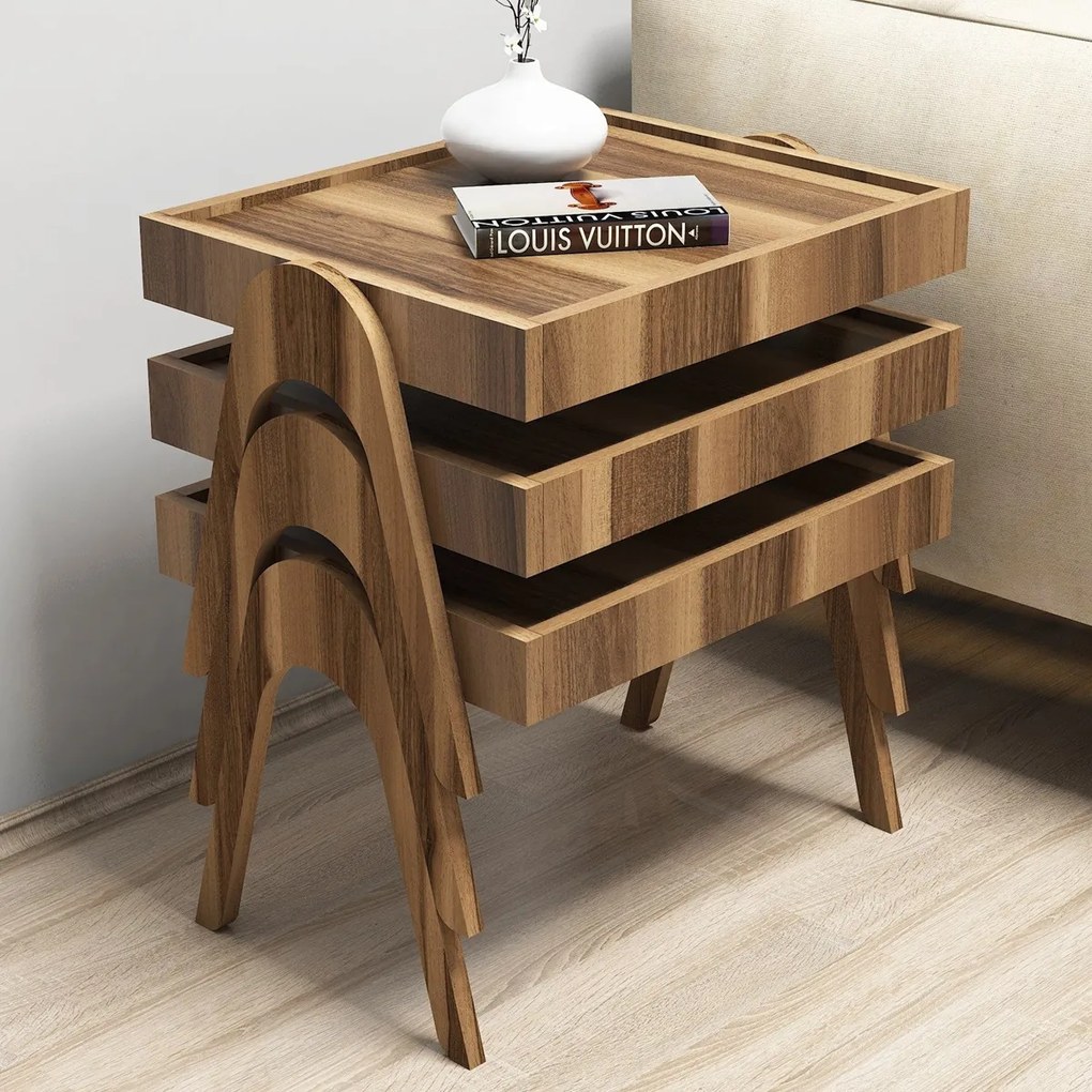 Odkladací stolík Roma Walnut, 3 ks