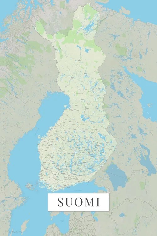 Mapa Finland color, (26.7 x 40 cm)