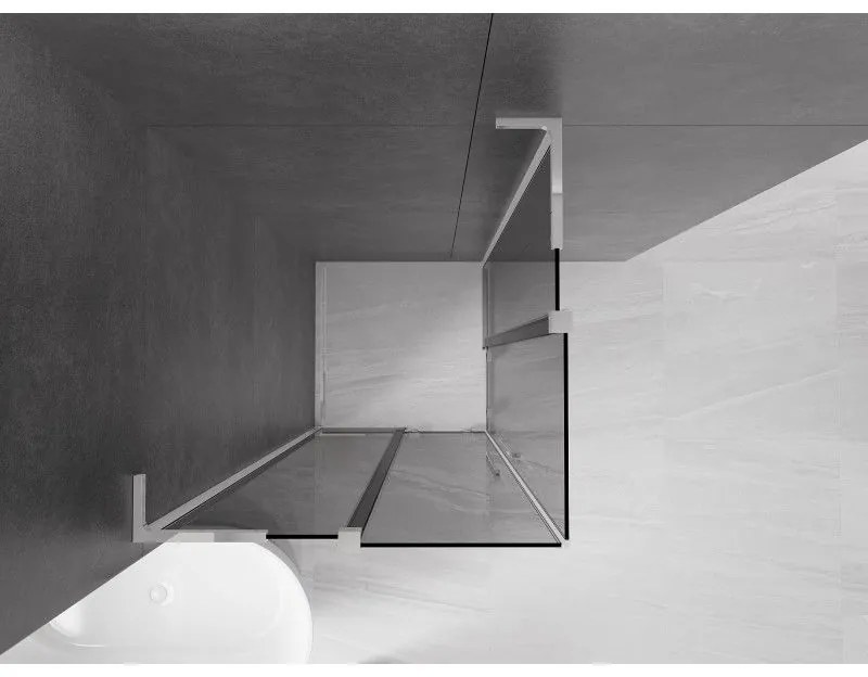 Mexen Velar L Duo, sprchový kút s posuvnými dverami 100 x 100 cm, 8mm šedé sklo, chrómová, 871-100-100-02-43-01